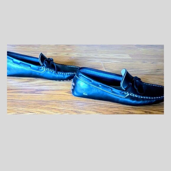 Lacoste Mens Black Leather Driving Loafers Size [add size] Casual Shoes main image 4